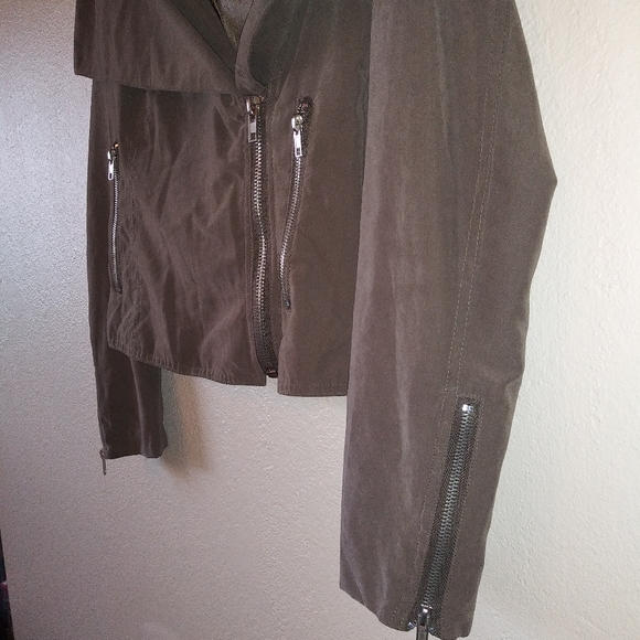 BB Dakota Moto Jacket Anthropologie Faux Suede Grey Green - Picture 3 of 8